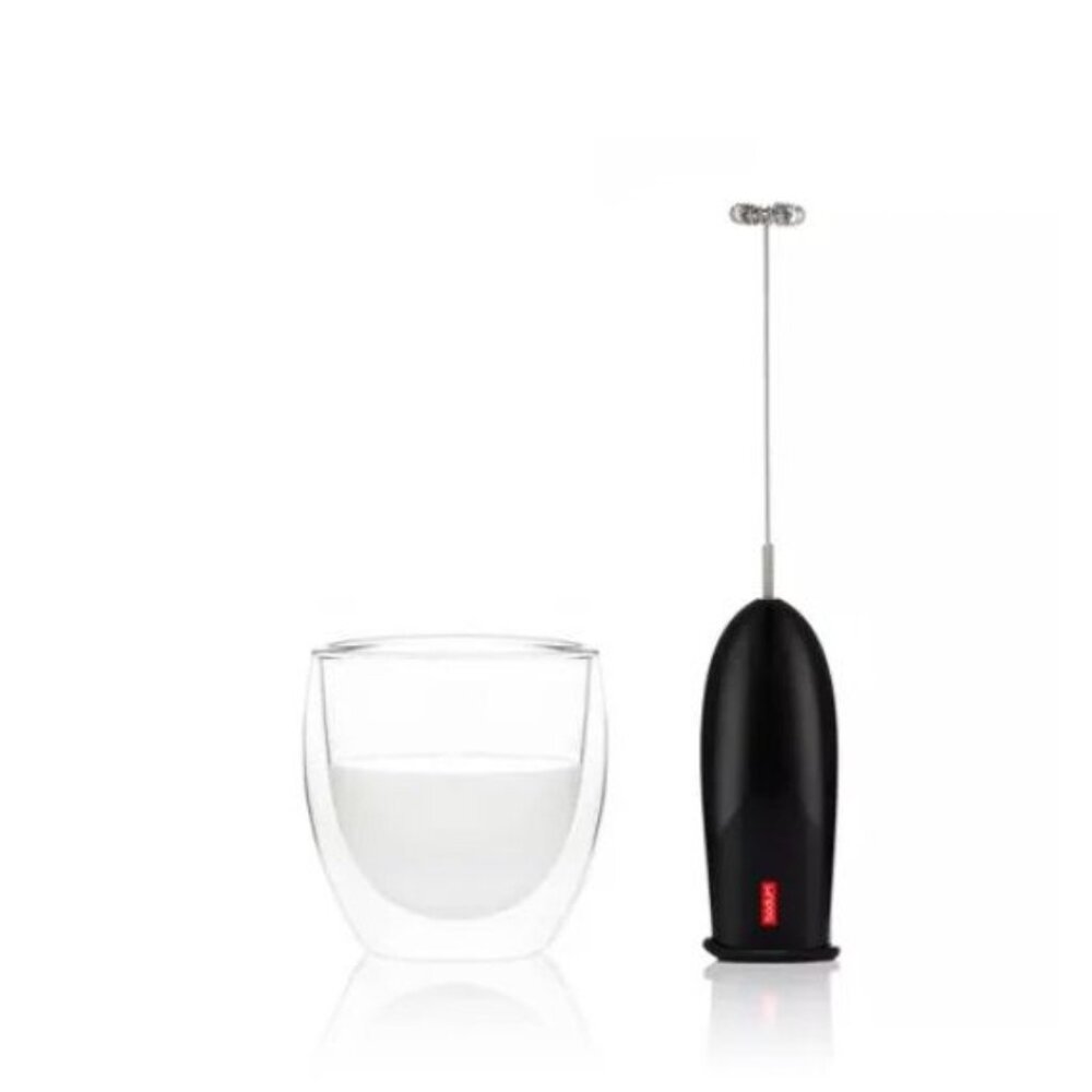 🗽❤️Bodum Black Milk Frother with Clear Double-Wall Glass